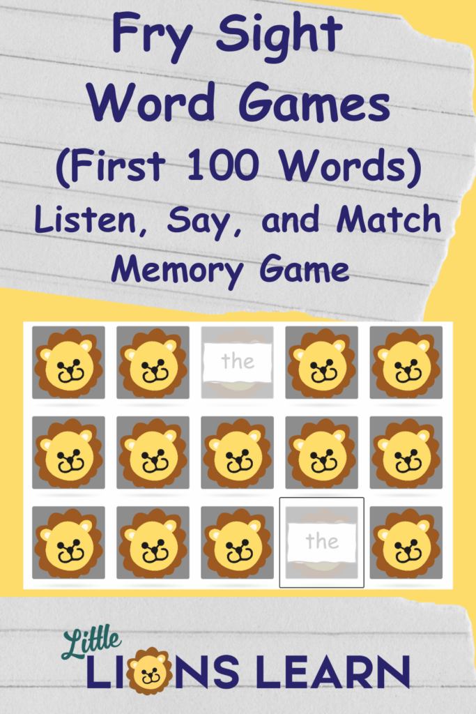 Little Lions Learn Fry Sight Word Games
